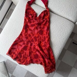 Peppermayo Deep Red Floral Mini Dress